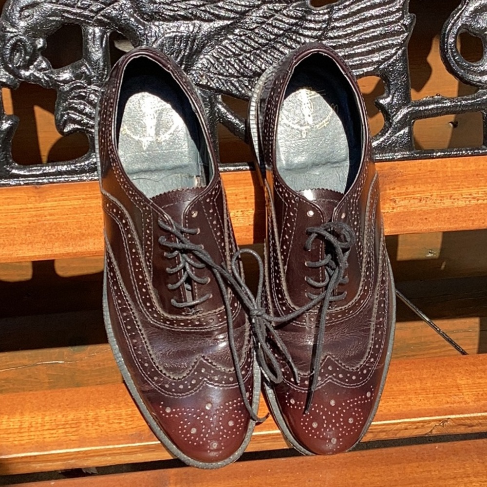 👞 VINTAGE EXECUTIVE IMPERIAL OXBLOOD TIE OXFORD Shoes SIZE 8E EUC